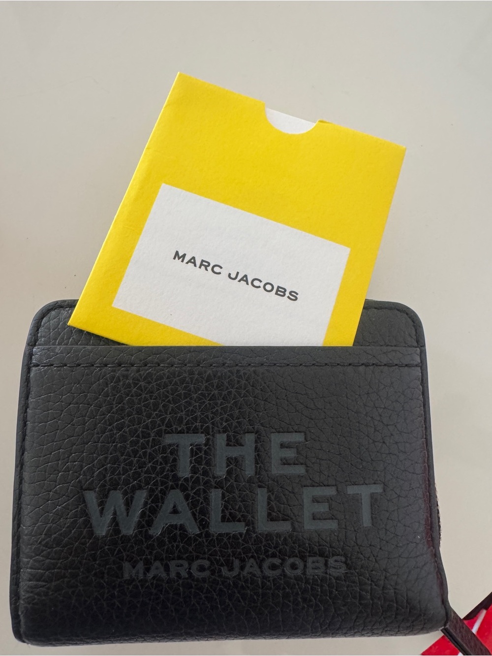 Marc Jacobs Black Leather Card Case with Yellow Card Sleeve